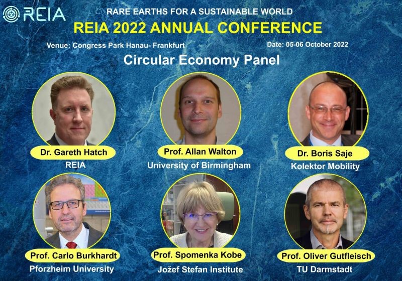 Participants to the Panel on Circular Economy at the REIA Conference 2022 Rare Earths for a Sustainable World in October in Hanau, Germany